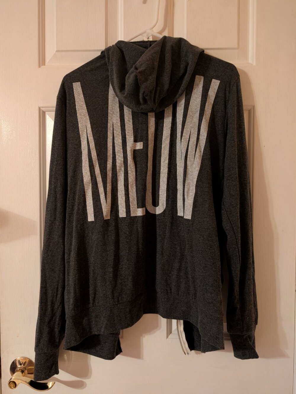 CatLadyBox XL Charcoal Gray MEOW Zip Hoodie Cat Lover